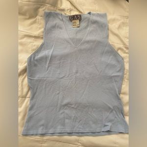 Vintage Light Blue Gas Tank Top- Size Large